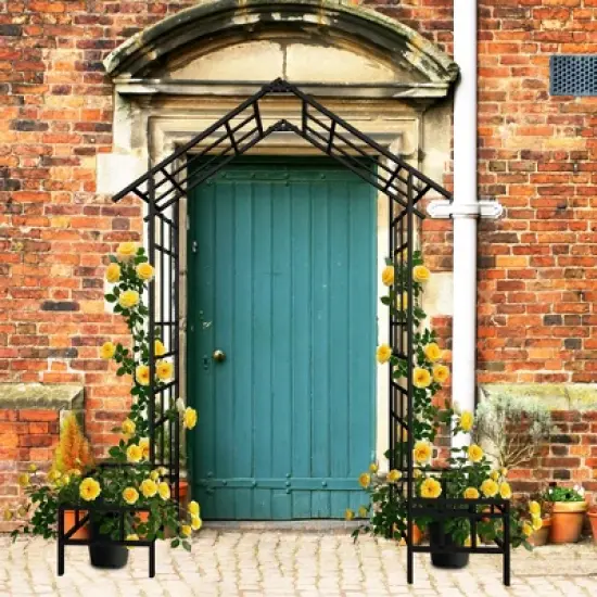 Chery Life Metal Garden Arch with Adjustable Width, Climbing Plants Support Rose Arch Outdoor Black image {8}