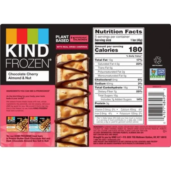 Kind Frozen Chocolate Cherry Almond & Nut Plant Based Frozen Treat Bars - 8oz/5ct image {5}