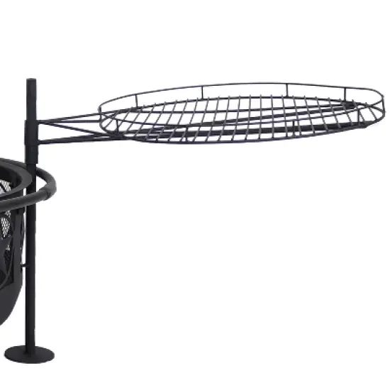 Sunnydaze Outdoor Portable Camping or Backyard Steel Large All Star Fire Pit Bowl with Spark Screen and Cooking Grate - 30" - Black image {2}