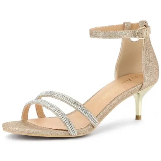 Allegra K Women's Stiletto Kitten Heels Glitter Heel Sandals image {9}