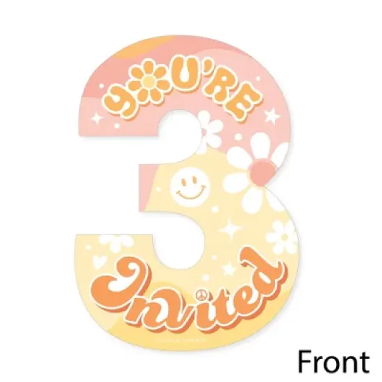 Big Dot of Happiness Young, Wild and Three - Shaped Fill-In Invitations - Boho Hippie Third Birthday Party Invitation Cards with Envelopes - Set of 12 image {2}