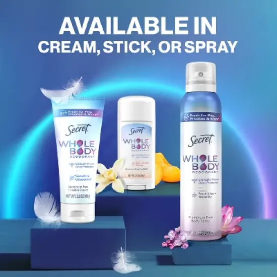 Secret Whole Body Aluminum Free Deodorant - Peach & Vanilla - Trial Size - 0.5oz image {10}