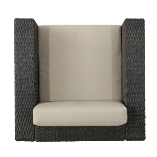 Wicker Outdoor Furniture Swivel Chairs with Cushion, Modern Patio Accent Chair for Porch, Garden or Balcony-Maison Boucle image {4}