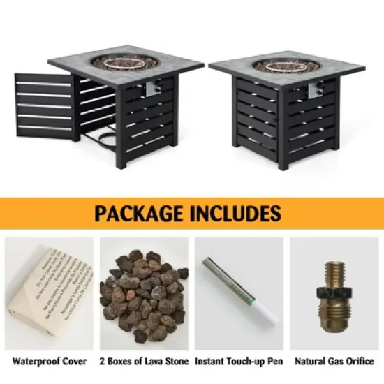 Tangkula 32&rdquo;Propane Fire Pit Table Square Tabletop Auto-Ignition W/ Rain Cover Lava Rocks image {8}