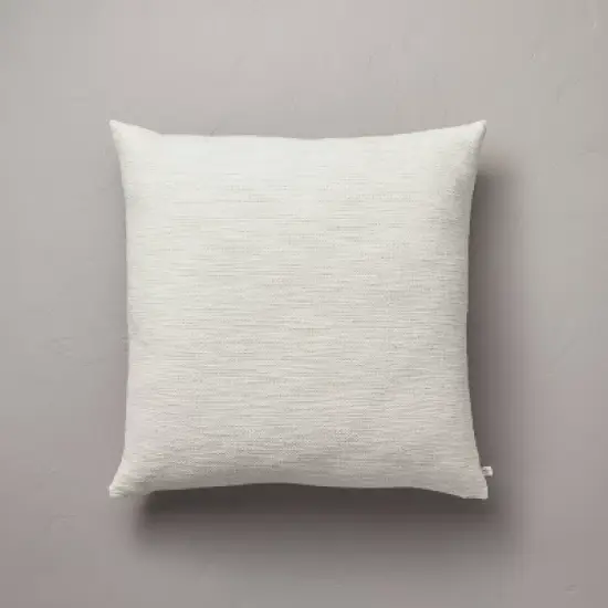 Textured Slub Stripe Square Throw Pillow Cream/Khaki - Hearth & Hand&trade; with Magnolia image {5}