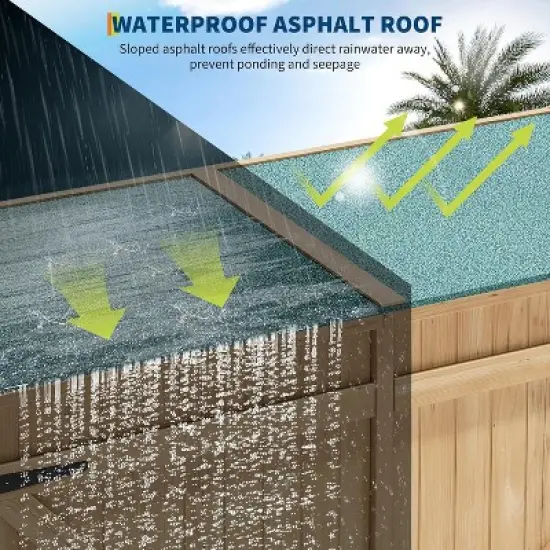 Outdoor Wooden Large Storage Cabinet Garden Shed Outside Wood Tool Organizer with Waterproof Roof Shelves image {1}