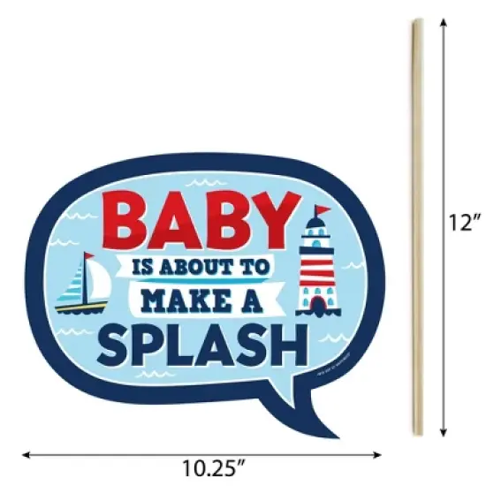 Big Dot of Happiness Funny Ahoy It's a Boy - Nautical Baby Shower Photo Booth Props Kit - 10 Piece image {3}