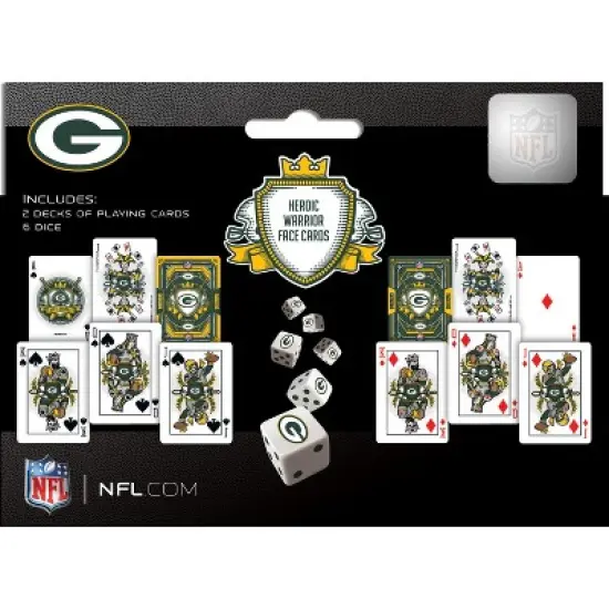 MasterPieces Officially Licensed NFL Green Bay Packers 2-Pack Playing cards & Dice set for Adults image {3}