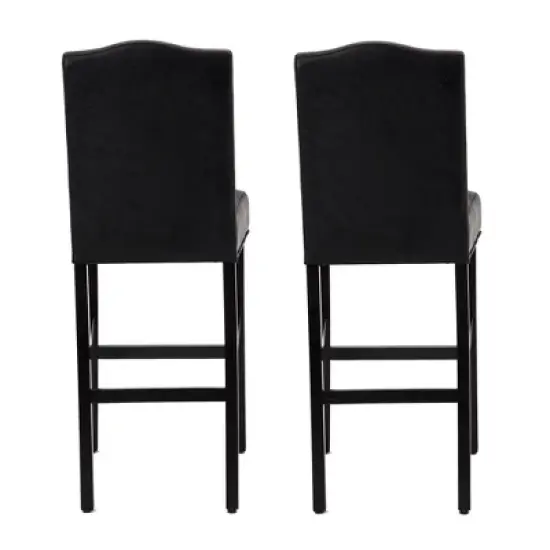 Set of 2 Upholstered PU Barstools with Studded Decor - Glitzhome image {3}