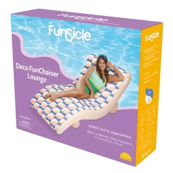 Funsicle: Inflatable Deco FunChaiser Pool & Water Float Lounge - Blue & Cream image {7}