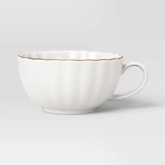 13.1 fl oz Stoneware Tea Cup with Saucer Gold Rim - Threshold&trade; image {2}