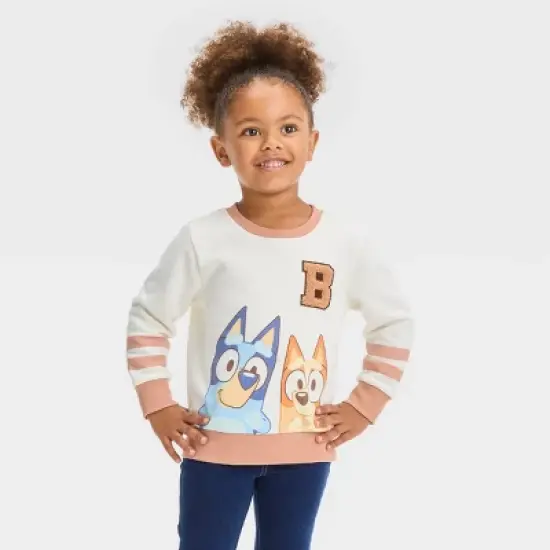 Toddler Girls' Bluey Chenille Fleece Pullover Sweatshirt - Cream image {3}