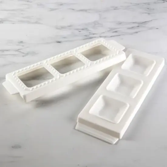 Jumbo Squares 2" Ravioli Molds (2 Pack)- Homemade Filled Pasta Maker- 2 Piece Tray & Press makes 3 Raviolis or Pastry at a Time, Easy to Use & Clean image {4}