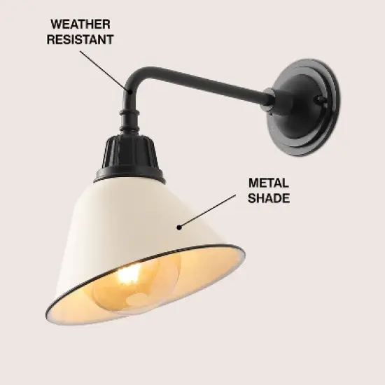 JONATHAN Y Croydon Farmhouse Industrial Indoor/Outdoor Iron LED Gooseneck Arm Outdoor Sconce image {2}