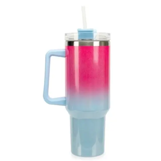 Elanze Designs 40 oz Stainless Steel, Large Water Bottle, Coffee Mug, Spill & Leak Resistant, Thermal Travel Tumbler With Handle, Lid & Straw, Hot image {5}