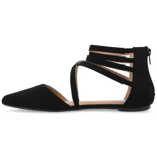 Journee Collection Womens Marlee Tru Comfort Foam Back Heel Zip Pointed Toe Cage Flats image {1}