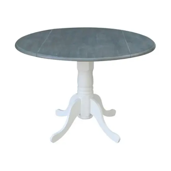 42" Lillith Dual Drop Leaf Dining Table with 2 X-Back Chairs White/Heather Gray - International Concepts image {6}