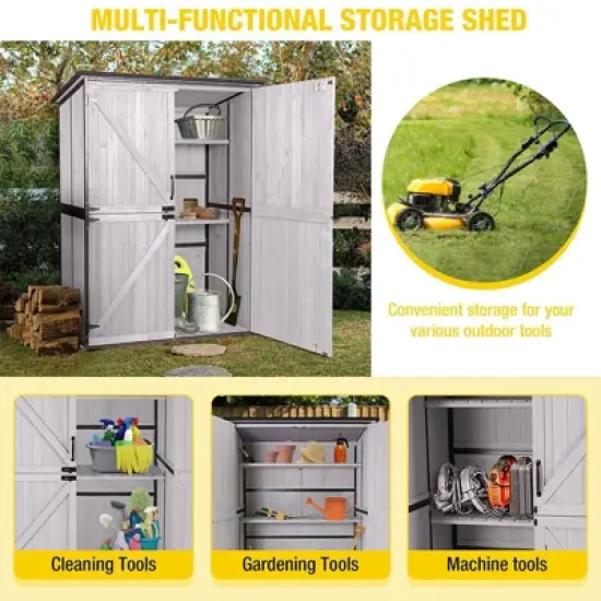 Aivituvin Wooden Garden Shed with Metal Frame | Adjustable Shelf for Outdoor Storage-AIR98/99 image {12}
