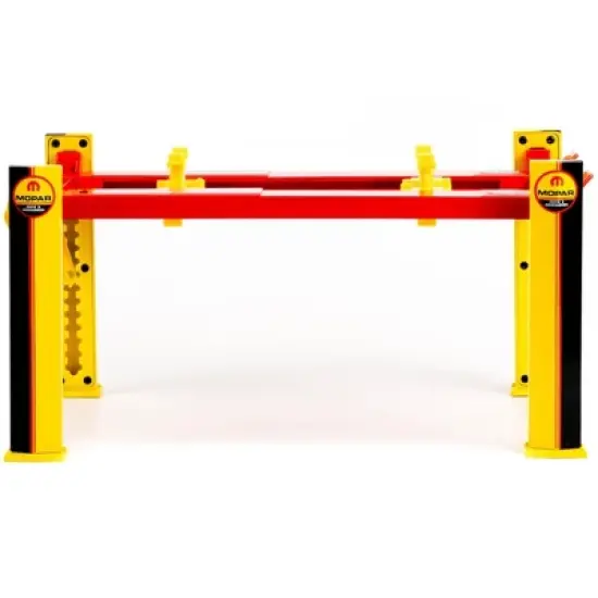 Adjustable Four Post Lift "MOPAR" Black and Yellow for 1/18 Scale Diecast Model Cars by Greenlight image {1}