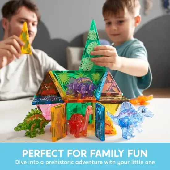 Magnetic Tiles For Kids 50PCS Building Blocks with Dinosaur or Jungle Animal Construction STEM Educational Toy Christmas Birthday Gift for Boys Girls image {5}