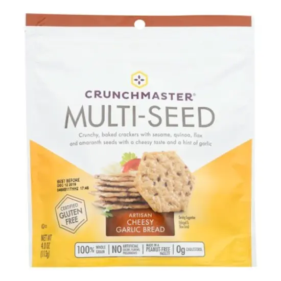 Crunchmaster Multi-Seed Artisan Cheesy Garlic Bread Crackers - Case of 12/4 oz image {1}