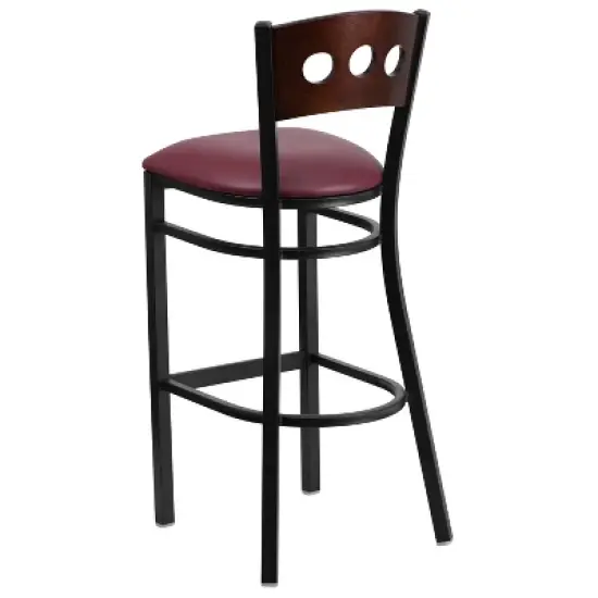 Flash Furniture Black Decorative 3 Circle Back Metal Restaurant Barstool image {2}