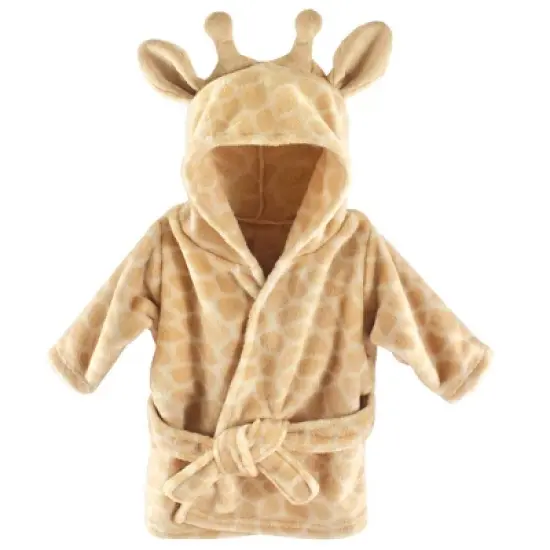 Hudson Baby Infant Plush Animal Face Bathrobe, Giraffe, 0-9 Months image {1}
