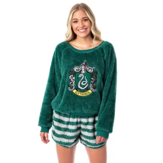Harry Potter Womens' Sweater and Shorts Sleep Pajama Set-All Houses image {8}