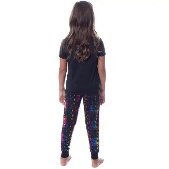 Harry Potter Girls' Rainbow Foil Hogwarts Crest Pajama Jogger Set Multicolor image {1}