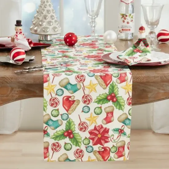 Saro Lifestyle Christmas Table Runner, 14"x72", Multi image {2}