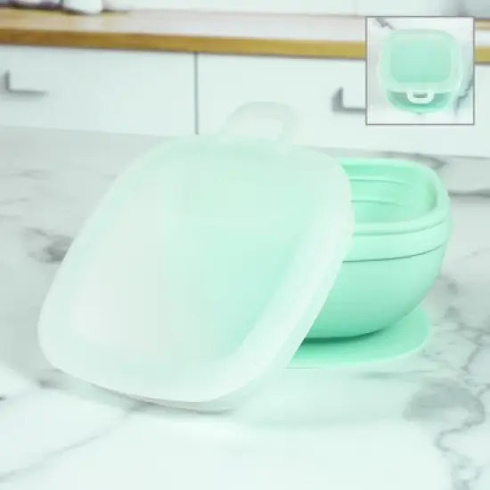 Platinum Silicone 11oz. Suction Bowl w/Platinum Silicone Press In Lid image {2}