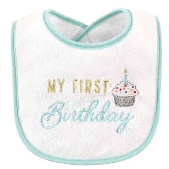 Hudson Baby Infant Cotton Terry Drooler Bibs with Fiber Filling 10pk, Holiday Birthday, One Size image {10}