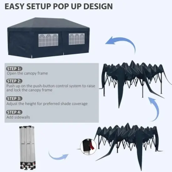 Resenkos Backyard Garden Canopy, Camping Canopy Screen Tent,10' x 19.5' Pop Up Canopy Tent w/ Sidewalls, Leg Weight Bags, Wheeled Carry Bag, Blue Dark image {7}