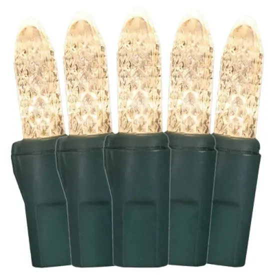 GE Energy Smart 150 LED Mini Faceted String Lights Warm White/Green Wire 49.6-FT image {4}