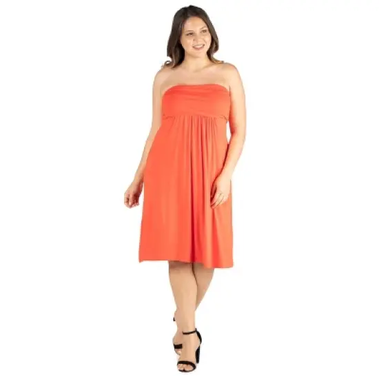 Knee Length Strapless Plus Size Dress image {5}