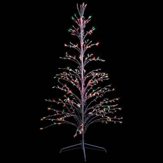 Northlight 6' Prelit Artificial Christmas Tree White Lighted Cascade Twig Outdoor Decoration - Multi-Color Lights image {1}