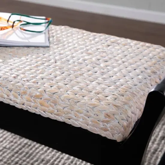 Trentwood Coastal 44.25" Water Hyacinth Bench Whitewashed/Black - Aiden Lane image {6}