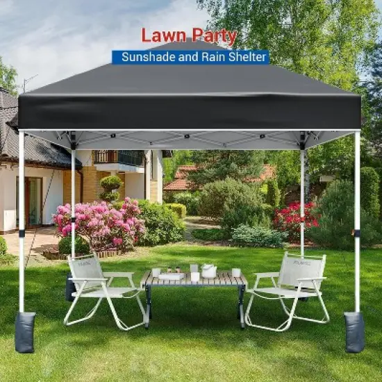 GustoWave Portable Outdoor Pop Up Canopy Tent, Waterproof and UV Protection, Black image {4}