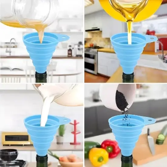 Kitcheniva Foldable Silicone Funnel Set 6 Pcs image {1}