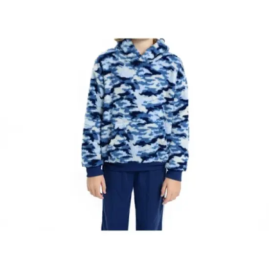 Sleep On It Boys Blue Camo Soft Novelty Fleece 2-Piece Hooded Pajama Sleep Pant Set image {7}