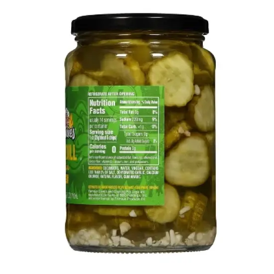 Famous Dave's Pickle Chips, Classic Dill, Dill & Garlic. 24 oz Jar (Pack of 2) image {1}