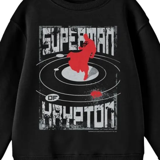 Superman Krypton Doomed World Graphic Crew Neck Long Sleeve Black Youth Tee image {1}