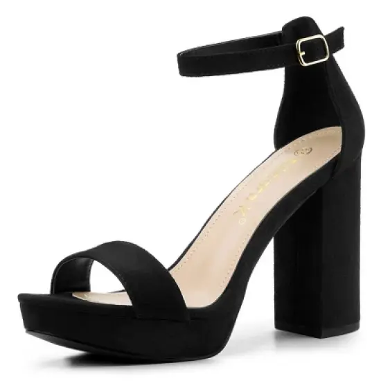 Allegra K Women's Ankle Strap Platform Chunky Heels image {9}