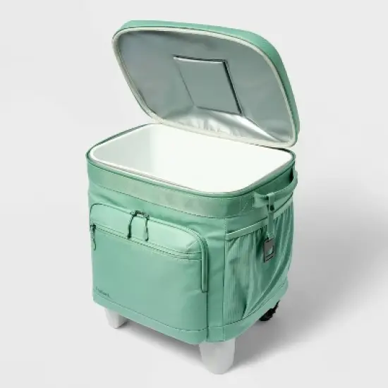 36 Can Rolling Cooler Green - Embark&trade;: Retractable Handle, Storage Pocket image {1}