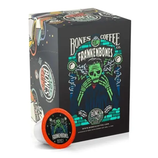 Bones Coffee Company Frankenbones, Chocolate Hazelnut Flavored Coffee Pods, 12 ct Single-Serve Bones Cups Compatible with Keurig Coffee Maker image {2}