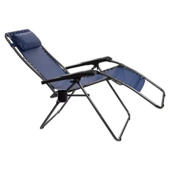 Timber Ridge FC-630-68080 Zero Gravity Locking Outdoor Patio Sun Lounger Recliner Lounge Chair with Cupholder, Blue image {2}