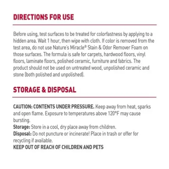 Nature's Miracle Dog Stain and Odor Remover Foam 17.5oz image {3}