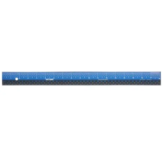 Victor Easy Read&trade; Ruler, Stainless Steel, Blue/Black, 18", Pack of 3 image {1}