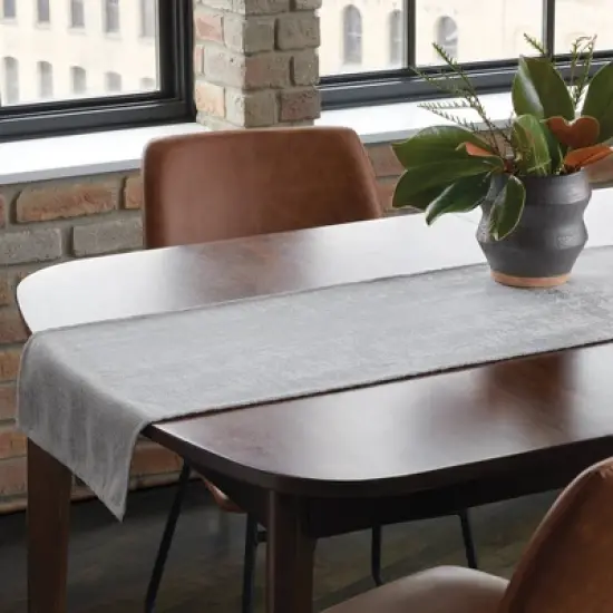 14" x 72" Jacquard Luxe Cotton/Polyester Runner Gray - Threshold&trade;: Luxury Abstract Tablecloth, Spot Clean image {1}