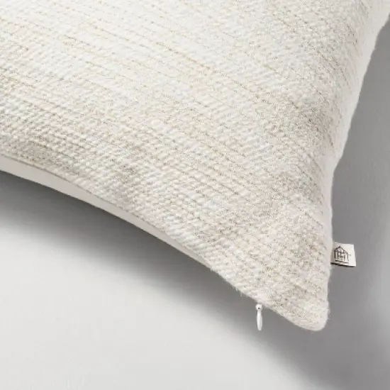 Textured Slub Stripe Square Throw Pillow Cream/Khaki - Hearth & Hand&trade; with Magnolia image {3}